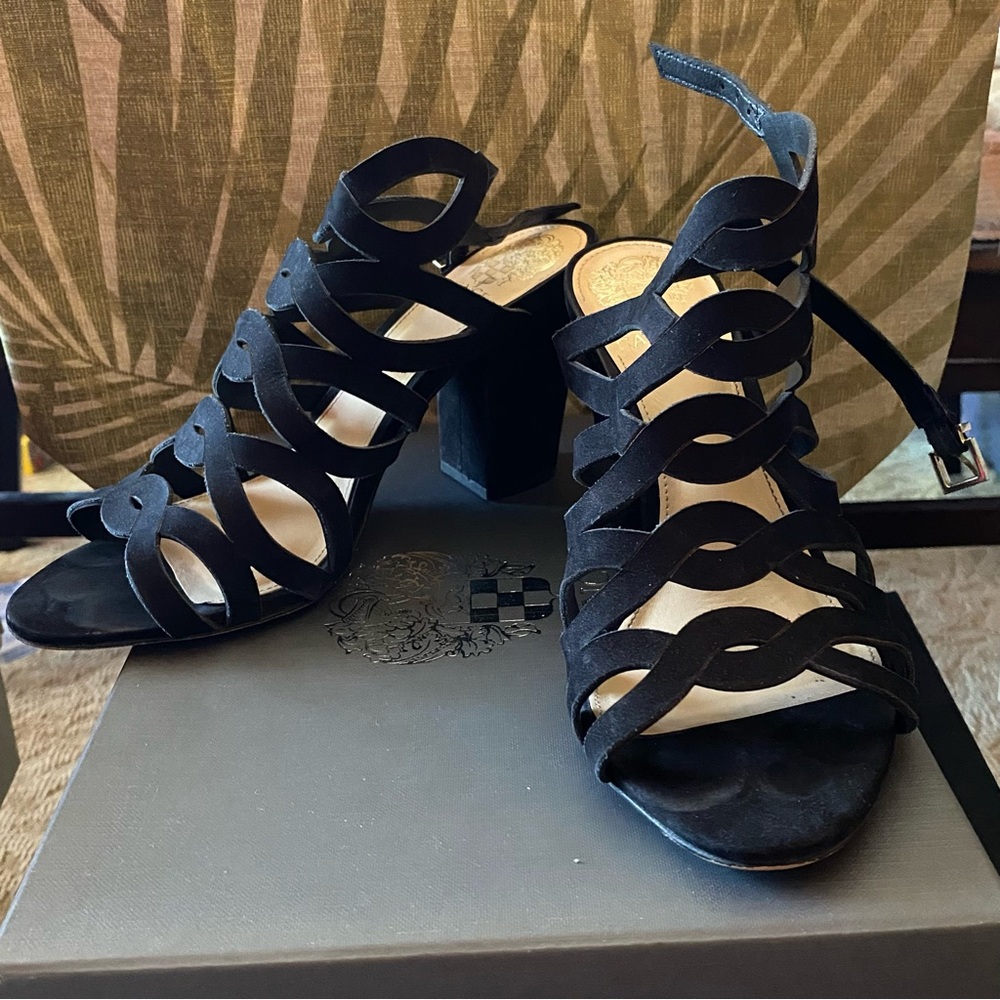 Vince Camuto Black Nubuck Suede Norla Heels